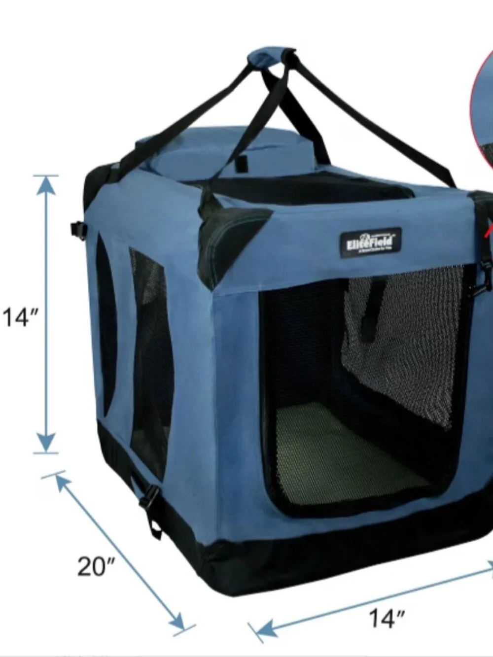 EliteField 3-Door Collapsible Soft-Sided Dog Crate, Blue Gray, 20 inch